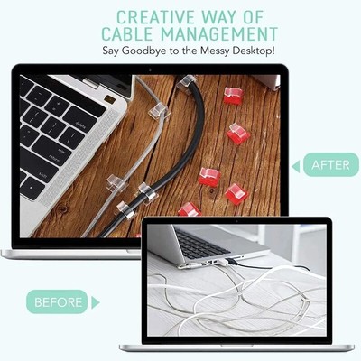 50PCS Cable Organizer Clips Cable Management Wire Manager Cord Holder USB Da _cn