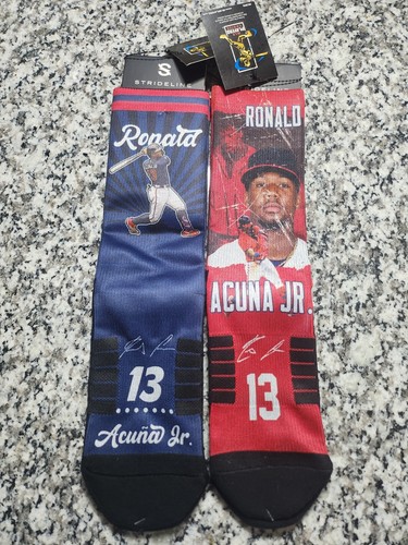 2 PACK STRIDELINE MLB RONALD ACUNA JR. #13 ATLANTA BRAVES SOCKS M/L NWT UNISEX