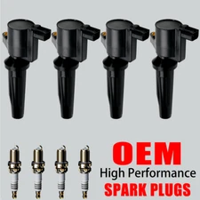 4X OEM Ignition Coil & Iridium Spark plug For Ford Fusion Escape 2.0L 2.5L FD505