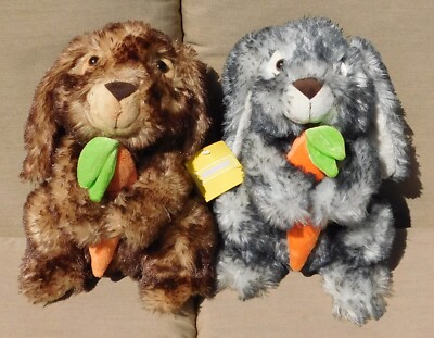 NWT Set 2 Inter-American Rabbits Bunnies Carrots SOFT !! Gray / Brown ...