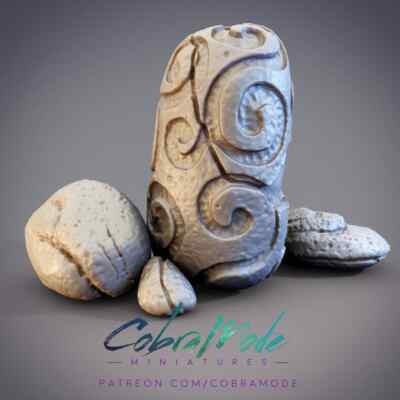 Large Glyph Stones Scatter Terrain | CobraMode | Tabletop RPG |  28-32mm | DnD