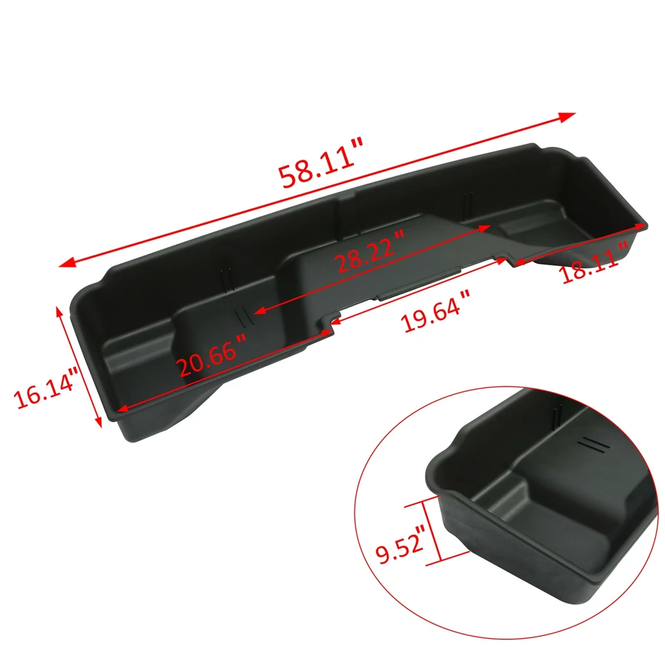 Caja de almacenamiento negra debajo del asiento para Chevy GMC Silverado Sierra cabina extendida 2007-13 Foto 3 de 4