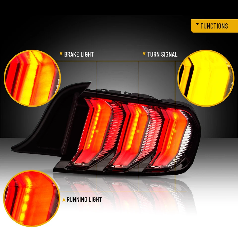 Luces traseras secuenciales LED para Ford Mustang 2015+ intermitente estilo europeo y 5 modos Foto 3 de 4