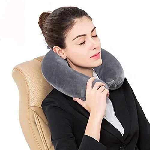 Travel Pillow Memory Foam Neck Pillow Support Pillow,Luxury Compact & Grey