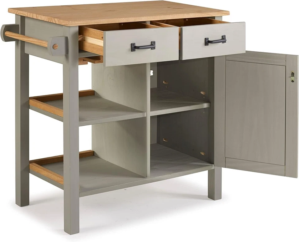 松木厨房储物柜岛式推车 — 第 2/4 张图片