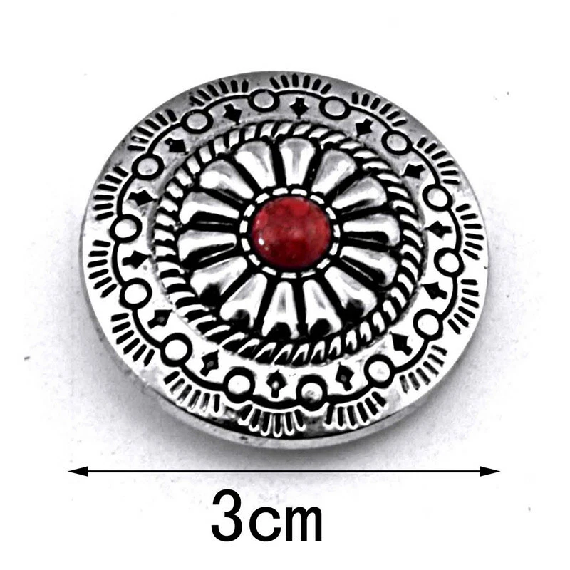 12pcs Turquoise Bohemian Style floral silver Western leathercraft manship finely - Image 2 of 4