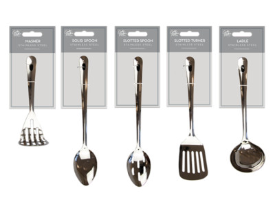 5-teiliges Edelstahl Küchenutensil Set Wender Pfanne Streichlöffel Kochwerkzeuge