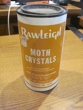 Vintage Rawleigh’s Moth Crystals  Ball Tin Advertising Can Dispenser 16 oz.