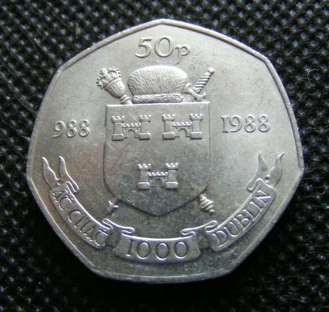 Irish 1988 Ireland Old 50p Commemorative Fifty Pence Coin Dublin