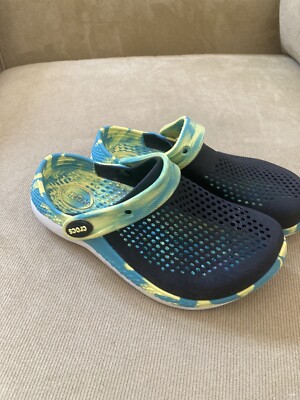 Crocs sz J2 slip Ons straped mesh multi color