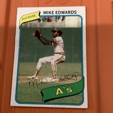 Topps 1980 Mike Edwards #301 Oakland Athletics Autographed Baseball Card
