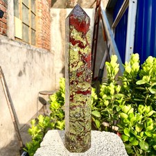 Piedra de sangre de dragón natural de 3,07 lb pilar de cristal obelisco meditación piedra de curación