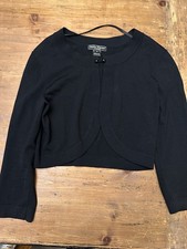 Jessica Howard Evenings Black Bolero Shrug Medium Short Open Front Soft Cardigan