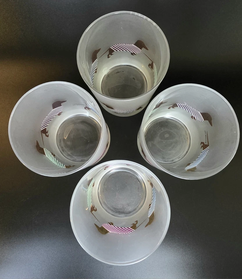 (219) Culver Dachshunds In Striped Shirts Double Old Fashioned Glasses Set Of 4 - Image 2 of 4