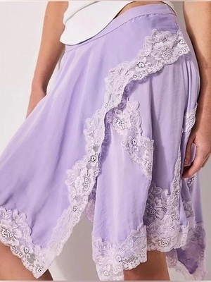 Intimately Free People Neon Nights Half Slip Lilac Skirt XS Lace Coquette Fairy