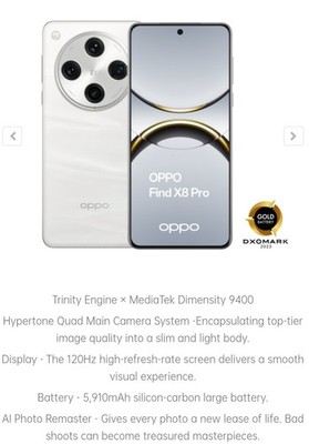 Oppo Find X8 Pro 5G White, 16GB/512GB, Unlocked, Dual SIM, UK / Global Version