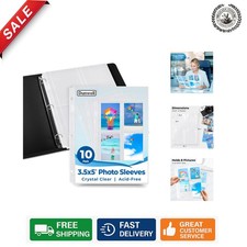 10-Pack 3.5x5 Photo Sleeves for 3-Ring Binders - Acid-Free Protection