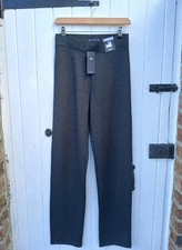 M&S WOMENS CHARCOAL GREY JOGGERS STRAIGHT COTTON TROUSERS -UK 8 LONG LENGTH- NEW