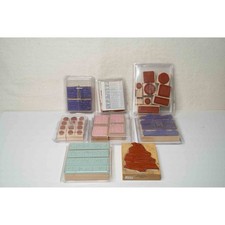 Stampin Up Wood Mounted Rubber Stamp Lot Alphabet Teacher Holiday Craft LOT