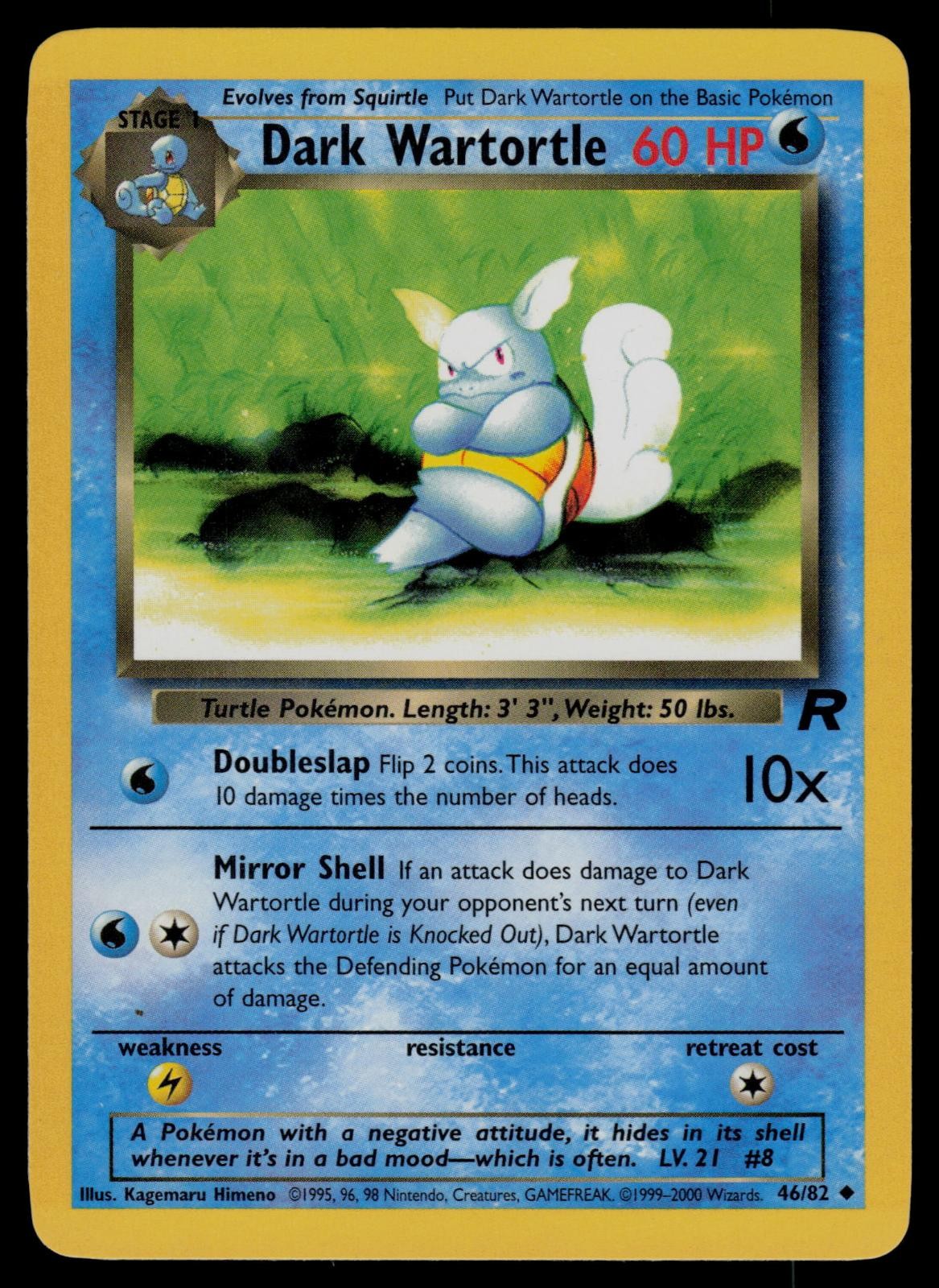 Dark Wartortle 46/82 Uncommon Team Rocket Pokemon Unlimited Lightly Played