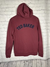 Ted Baker London Men's Burgundy Hoodie Spellout Full Zip Athleisure