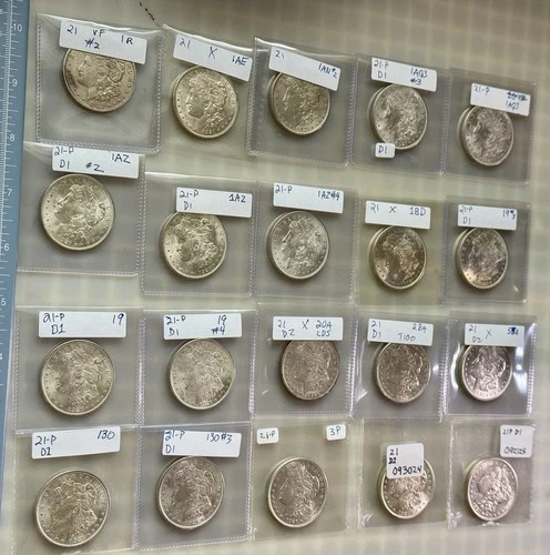 FULL ROLL! 1921 Morgan Silver Dollars AU/BU VAMs - 20 Coins - 90% Silver