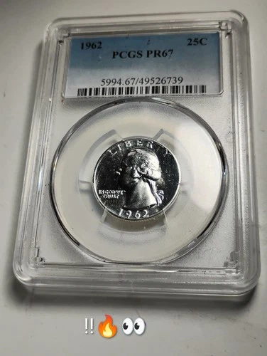 1962 Quarter PCGS GRADED PR 67 Proof Brilliant Quality Silver Coin