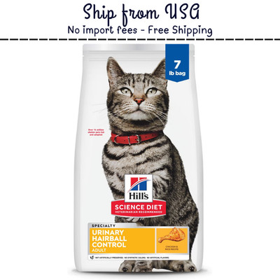 Hill's Science Diet Urinary & Hairball Control Dry Cat Food, Chicken & Rice 7 lb