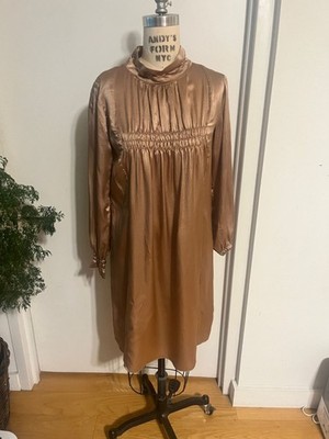 BRIAN DALES  Silk Copper Midi Smock Dress Size 44 (8)