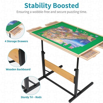 BuilderButler 1500pcs Puzzle Table with Legs,34.25'' x 25.2''Wooden Jigsaw Puzzle
