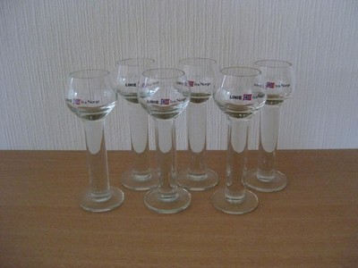 6 Gläser Aquavit * Linie fra Norge *  -  2 cl  - Höhe ca. 14 cm