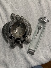 Metallic Turtle Barware Serving Set w/ 3 Bowls, Olive Tray & Fork