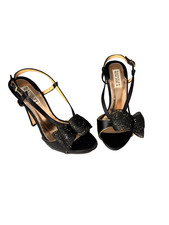 Badgley Mischka Xavier Slingback High Heel Black Gold Sandal 7