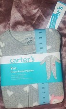 Girls Warm Fleece Zipper Closure Long Sleeves Footie Pajama carters 12m