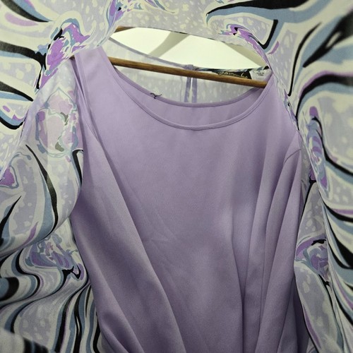 Bob Mackie Womens Purple Floral Kimono Top Sz M Wearable Art Feminine Flowy Work - Picture 3 of 9