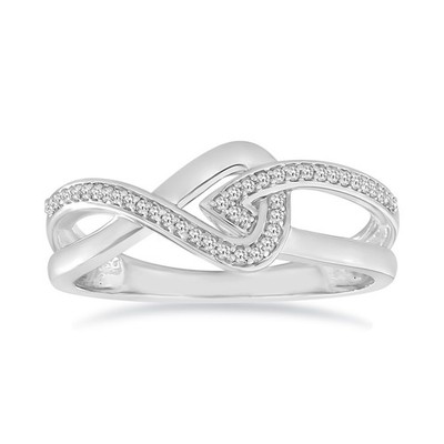Damen Versprechen Ring 1/9 ctw Rundschliff natürlicher Diamant Band/Ring in 925 Silber