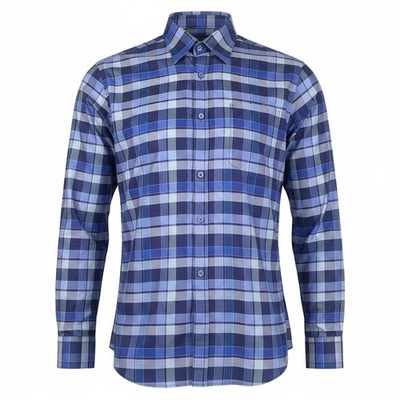 Robert Talbott Classic Mens Blue Plaid Long Sleeve Button Down Shirt Size M