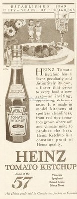 1919 H J Heinz 57 Tomato Ketchup Pittsburgh PA Bottle Art Vintage Ephemera Ad