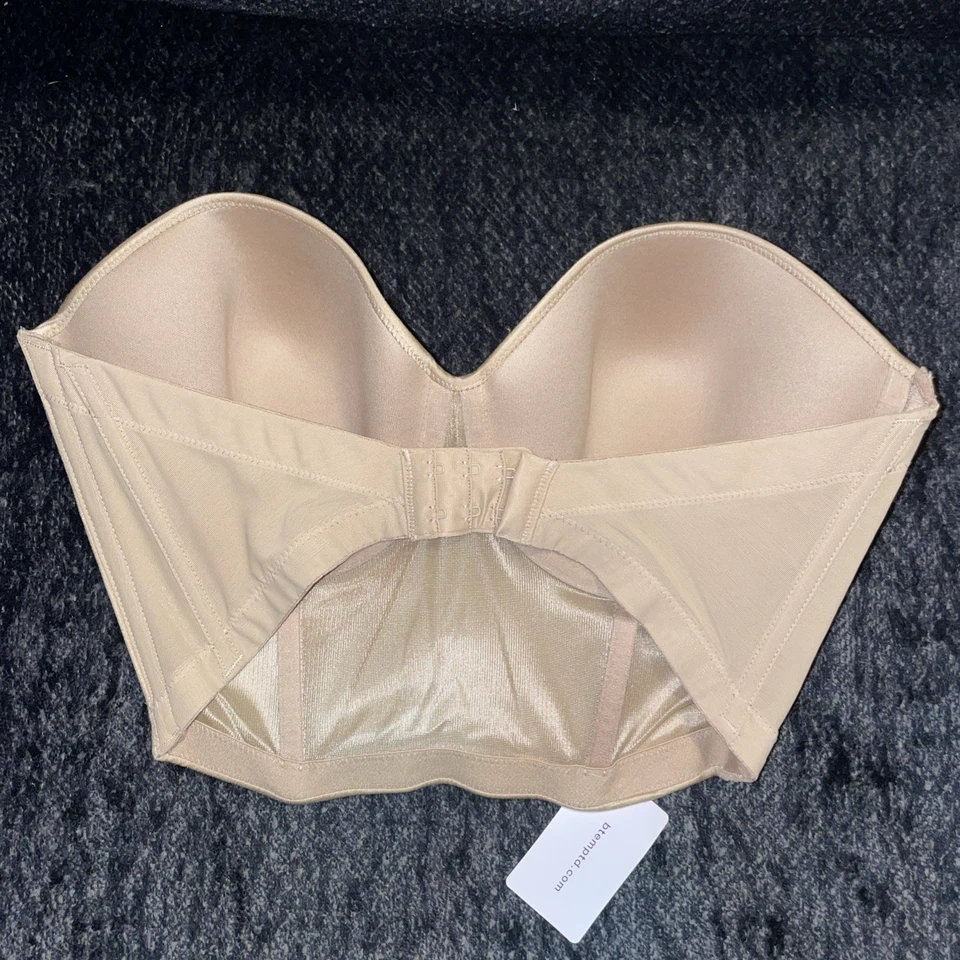 Sujetador B.Temptd Crema Sin Tirantes Longline 36DD Suave Moldeado Copas Espalda Ajustable Foto 2 de 4
