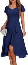 HomRain Casual Ruffle Sleeve V-Neck Dress Semi Formal Knee Length Cocktail Dres
