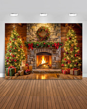 Christmas Fireplace Backdrop Xmas Large Merry Christmas Party Decorations Banner