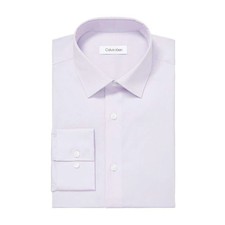 Calvin Klein Mens Refined Cotton Stretch Reg Fit Dress Shirt 17.5 34-35 Lilac