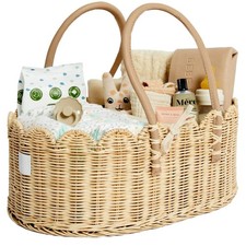 Premium Baby Diaper Caddy Organizer - Handmade  Award-Winning Scalloped Ratt...