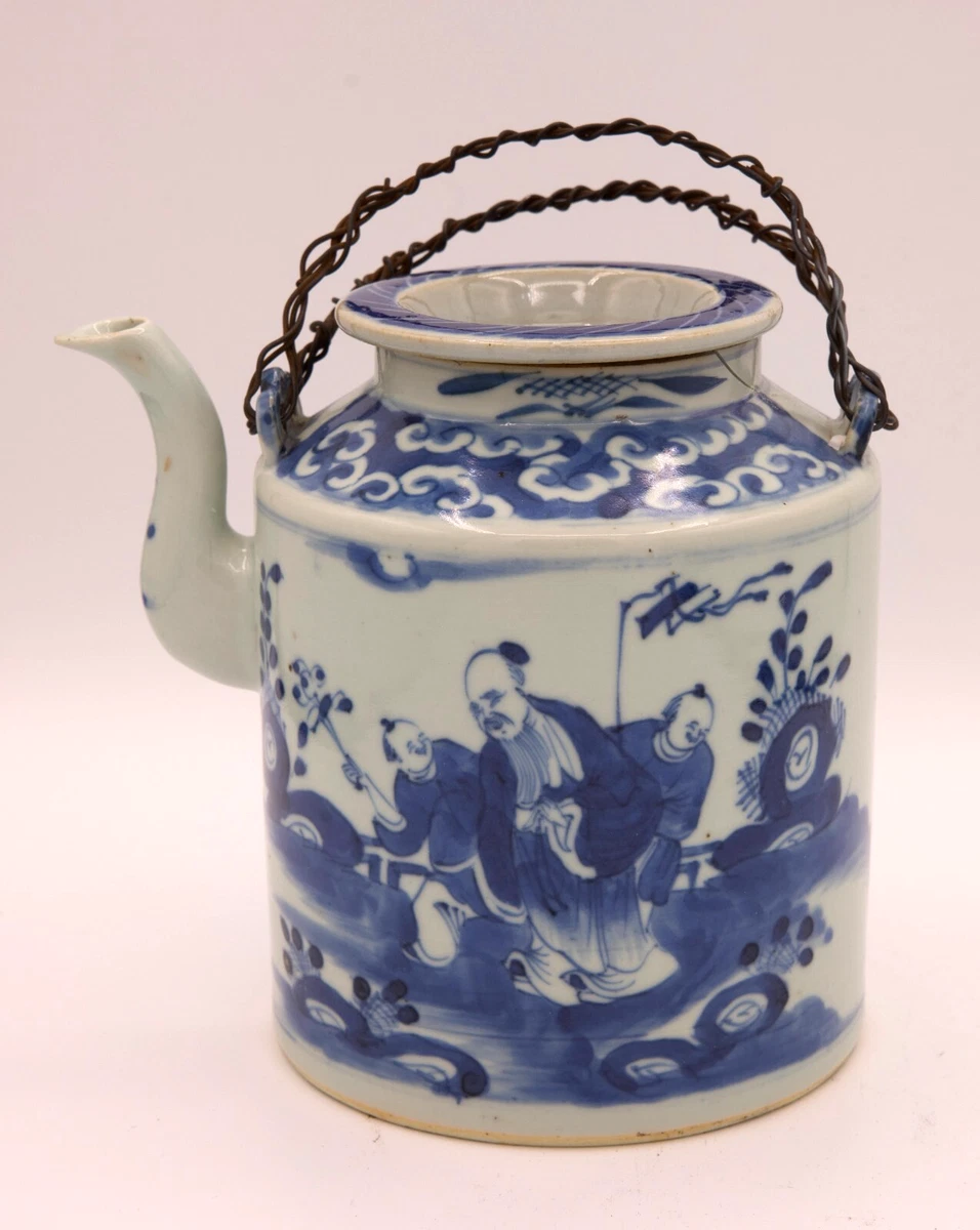 蓝色古董原始1800年以前中国风茶壶| eBay