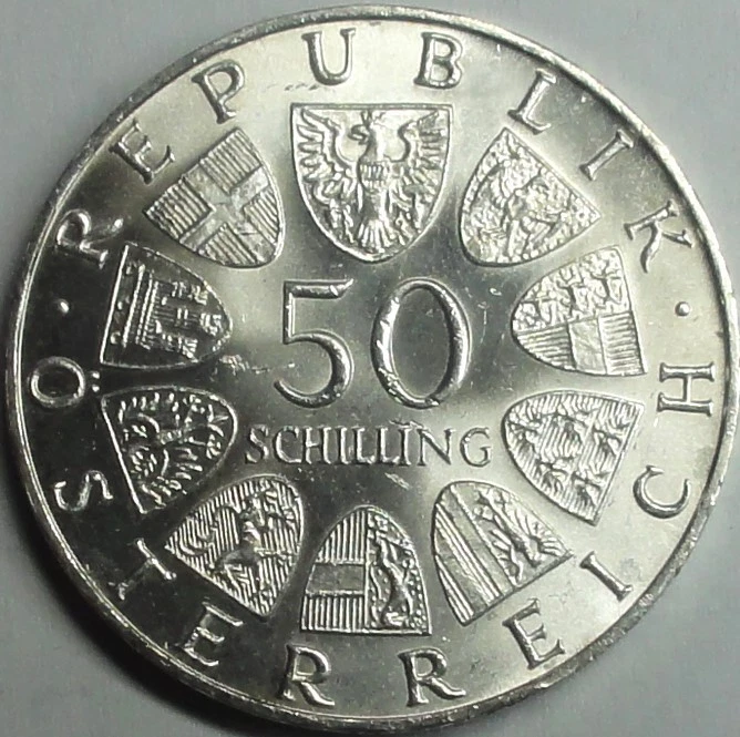 Österreich 50 Schilling  SILBER Münze 1971: ING JULIUS RAAB fast st/unz- Kapsel