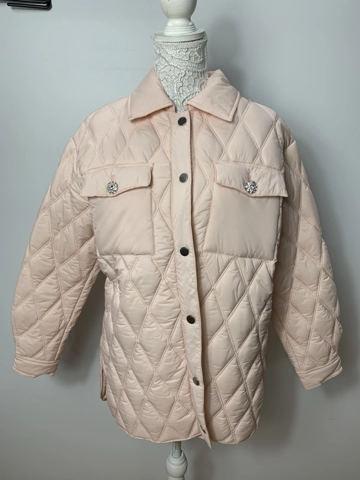 Guess Giorgia Quilted Shacket Pink Size S - Image 2 of 4