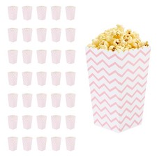 36 Pcs Popcorn Boxes 3.5 Inch Popcorn Bucket Containers Large Wavy Pattern, Pink