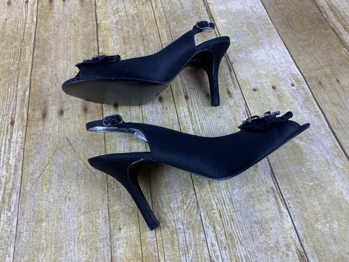 Lulu Townsend 4” Sling Back Rhinestone Peep Toe Heel Women’s Size 8 - Picture 5 of 7