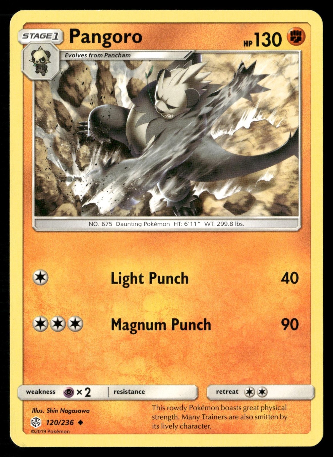Pangoro 120/236 Uncommon Cosmic Eclipse Pokemon Near Mint