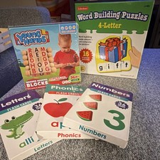 Lakeshore Young Hands Word Building Puzzles Wooden Reading Blocks Phonics Set